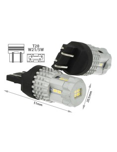 Lampada Led T20 7443 W21/5W 12 Smd 3020 Bianco Super Luminoso Luci Diurne Opel Insignia Peugeot 208 Toyota Yaris Suzuki Celerio
