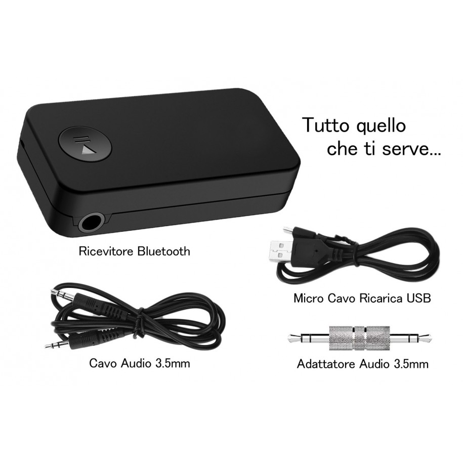Ricevitore Bluetooth 4.1 Adattatore Wireless Audio Portatile con Microfono  Stereo Auto Casa con 3,5 mm AUX