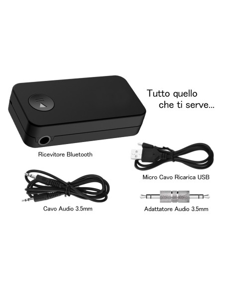 Ricevitore Bluetooth 4.1 Adattatore Wireless Audio Portatile con Microfono Stereo Auto Casa con 3,5 mm AUX