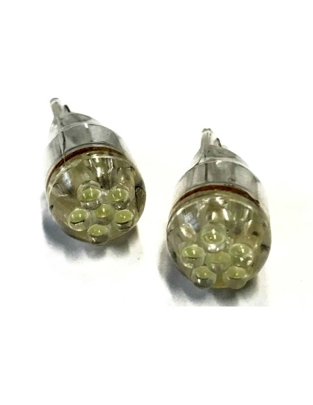 Coppia 2 Lampade Led T10 Con 6 Led F3 Colore Bianco Freddo 6000K 12V 0,2W