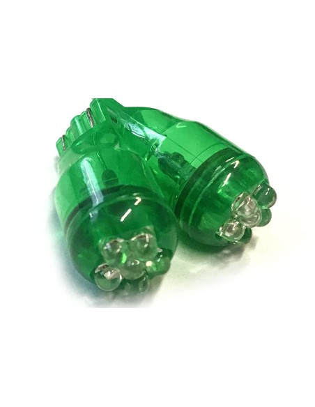 Coppia 2 Lampade Led T10 T15 Con 6 Led F3 Colore Verde Green 12V 0,2W