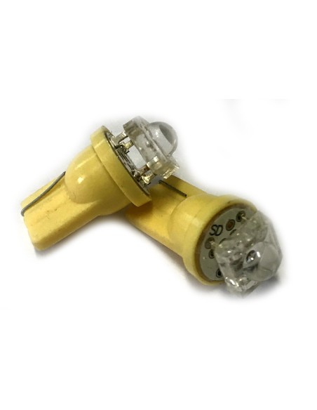 Coppia 2 Lampade Led T10 Con 1 Led F5 Flux Colore Giallo Yellow 12V 0,2W