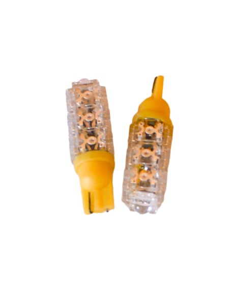 Coppia 2 Lampade Led T10 Con 13 Led F5 Flux Colore Giallo Yellow 12V 2W