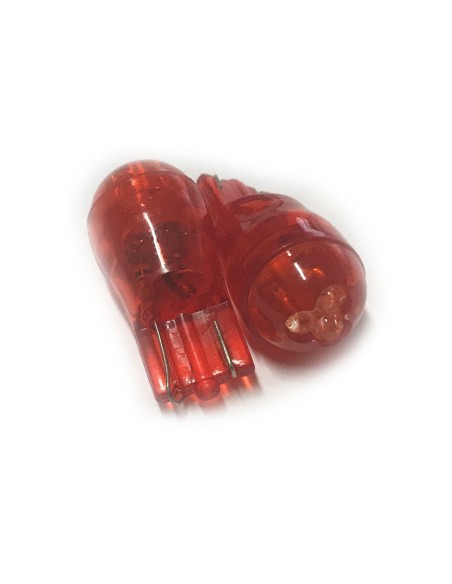 Coppia 2 Lampade Led T10 Con 3 Led F3 Colore Rosso Red 12V 0,2W