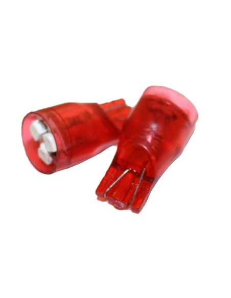 Coppia 2 Lampade Led T10 Con 3 Smd 3528 Colore Rosso Red 12V 0,2W