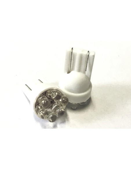 Coppia 2 Lampade Led T10 Con 6 Led F3 Colore Bianco Freddo 6000K 12V 0,2W