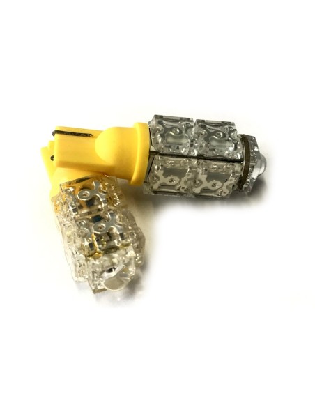 Coppia 2 Lampade Led T10 Con 9 Led F5 Flux Colore Giallo Yellow 12V 1W