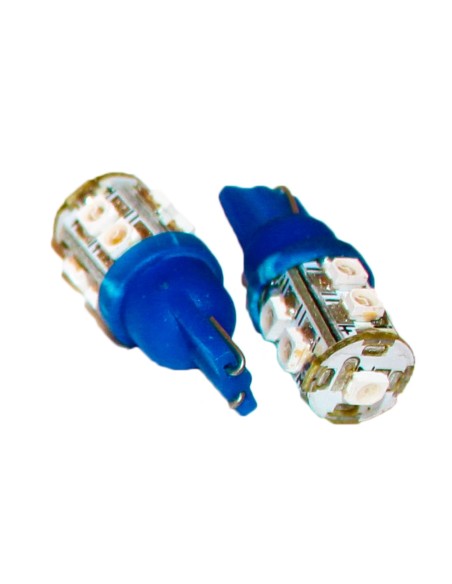 Coppia 2 Lampade Led T10 Con 9 Smd 3528 Colore Blue Blu 12V 1W