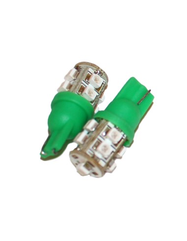 Coppia 2 Lampade Led T10 Con 9 Smd 3528 Colore Verde Green 12V 1W