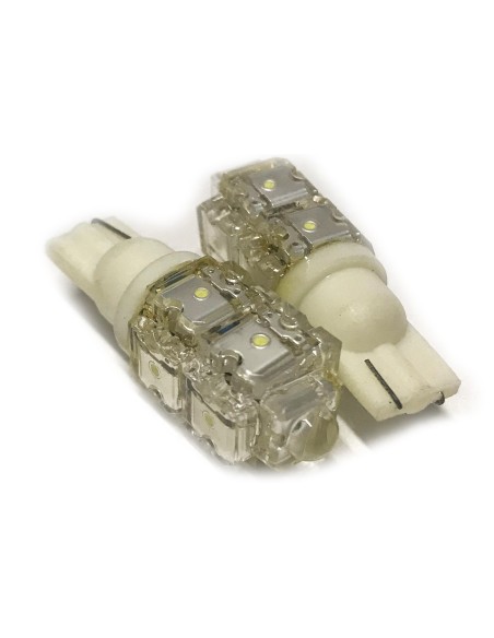 Coppia 2 Lampade Led T10 Con 9 Led F5 Flux Colore Bianco Freddo 6000K 12V 1W