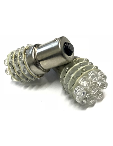 Coppia 2 Lampade Led BA15S 1156 P21W Con 9 F5 Frontale + 27 F3 Laterale Colore Rosso 12V 2W