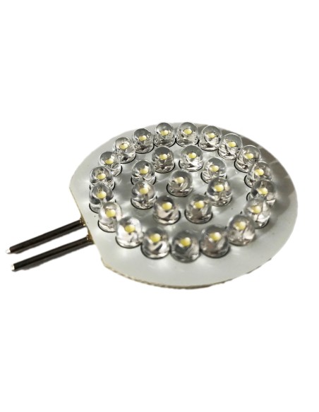 Coppia 2 Lampade Led G4 Con 28 Led F5 Colore Bianco Freddo 6000K 12V 2W Diametro 45mm
