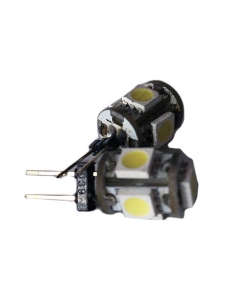 Coppia 2 Lampade Led G4 Con 5 Smd 5050 Colore Bianco Freddo 6000K 12V 1W