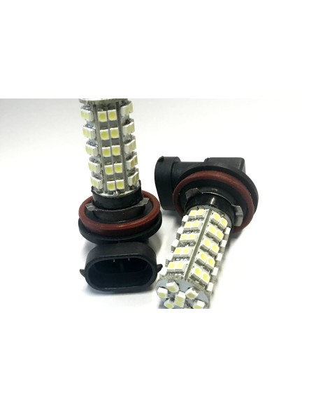 Coppia 2 Lampade Led H8 H11 Con 68 Smd 3528 Colore Rosso 12V 2W Per Fendinebbia