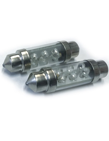 Coppia 2 Lampade Led T11 C5W Siluro 36mm Con 6 Led F3 Colore Verde Green 12V 0,2W