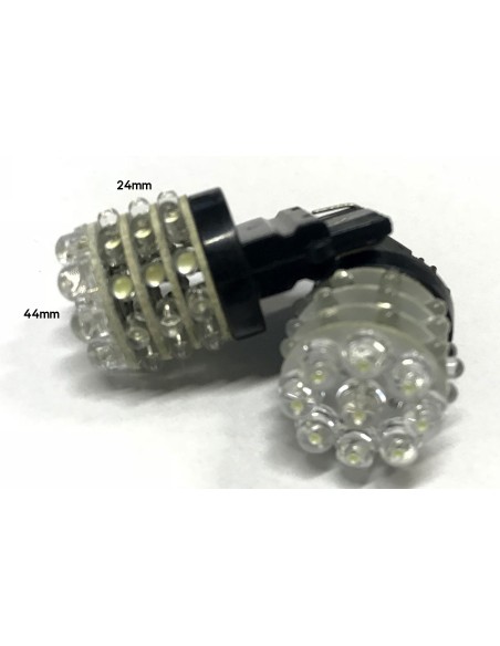 Coppia 2 Lampade Led T20 7440 W21W Con 9 F5 Frontale + 27 F3 Laterale Bianco Freddo 6000K 12V 2W
