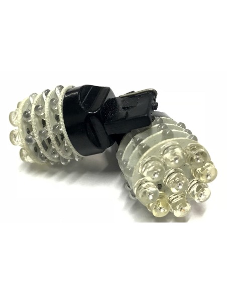 Coppia 2 Lampade Led T20 7440 W21W Con 9 F5 Frontale + 27 F3 Laterale Colore Rosso 12V 2W