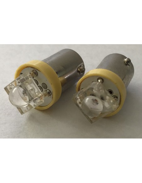Coppia 2 Lampadine Led BA9S T4W Piedi Dritti Con 1 Led Colore Giallo 12V 0,2W