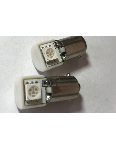 Coppia 2 Lampadine Led BA9S T4W Piedi Dritti Con 1 Smd 5050 Laterale Colore Giallo Yellow 12V 0,2W