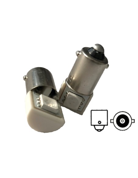 Coppia 2 Lampadine Led BA9S T4W Piedi Dritti Con 1 Smd 5050 Laterale Colore Verde 12V 0,2W