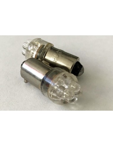 Coppia 2 Lampadine Led BA9S T4W Piedi Dritti Con 4 Led F3 Bianco Freddo 12V 0,2W