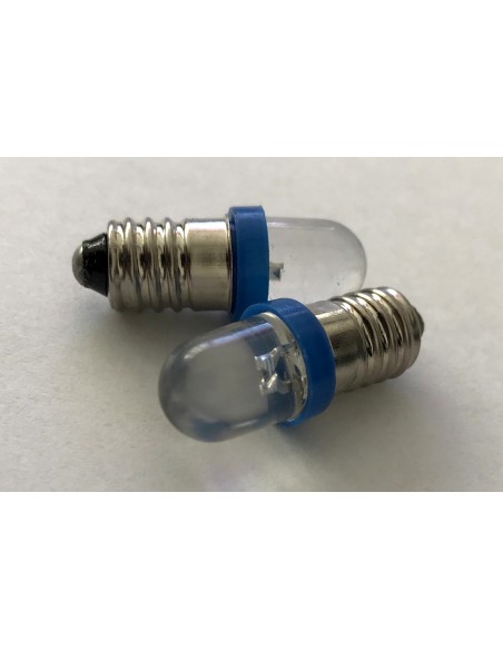 Coppia 2 Lampadine Led E10 Vite Miniatura Con 1 Led Colore Blu Blue 6V 12V 0,2W