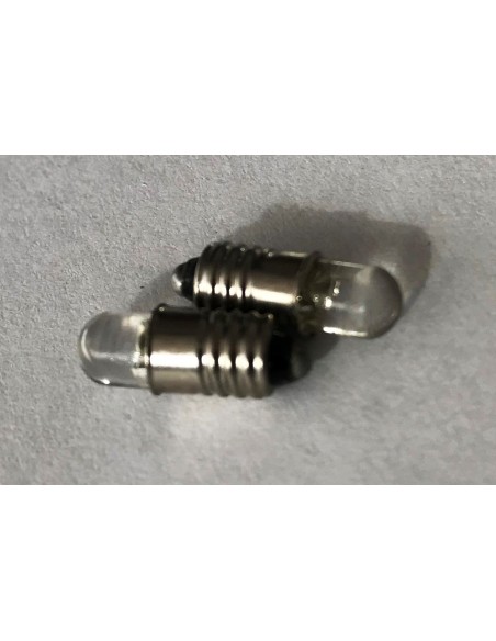 Coppia 2 Lampadine Led E5 Miniatura Con 1 Led F5 Bianco Freddo 6000K 6V 12V 0,2W