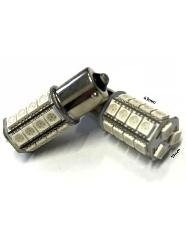 Coppia 2 Lampade Led BA15S 1156 P21W Con 27 Smd 5050 Colore Giallo Arancione 12V 6W