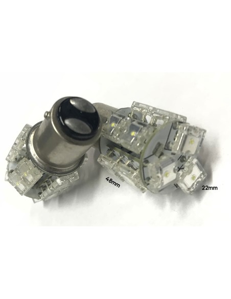Coppia 2 Lampade Led BAY15D 1157 P21/5W Con 13 F5 Quadrato Colore Bianco Freddo 6000K 12V 2W