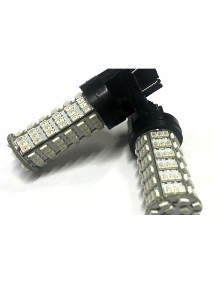 Coppia 2 Lampade Led T25 3157 P27/7W Con 120 Smd 3528 Colore Rosso 12V 3W