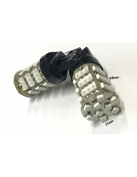 Coppia 2 Lampade Led T25 3157 P27/7W Con 54 Smd 3528 Colore Rosso 12V 2W