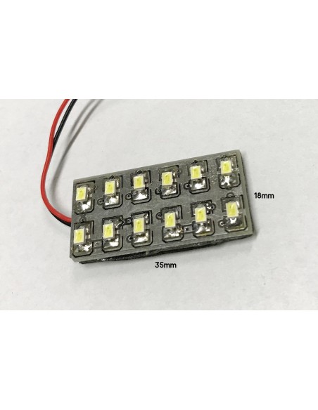 Pannello Plafoniera Lampada Led 12V 1,5W Con 12 Smd 3014 Bianco Freddo 6000K 35X18mm