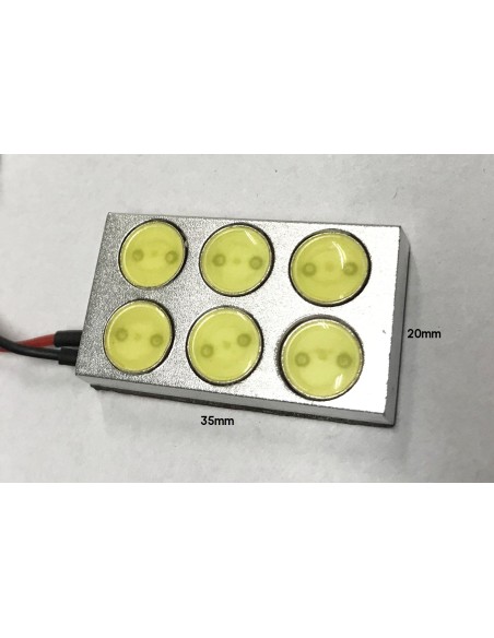 Pannello Plafoniera Lampada Led 12V Con 6 Power Led Da 1W Bianco Freddo Per Luci Abitacolo Cassone Furgone Camper