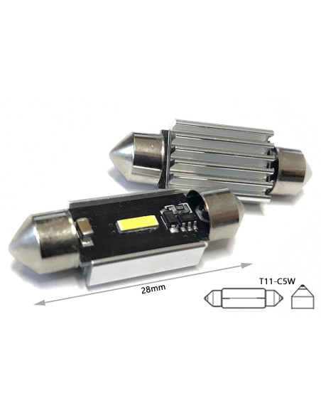 Lampadina Led Siluro Canbus Pro 28mm 1 Smd 1860 Da 5W No Errore 12V No Polarita Super Luminoso