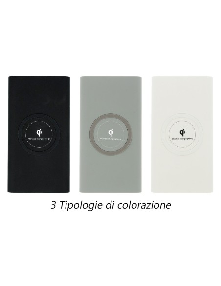 Power Bank 10000mAh Caricatore Portatile Wireless Bianco QI