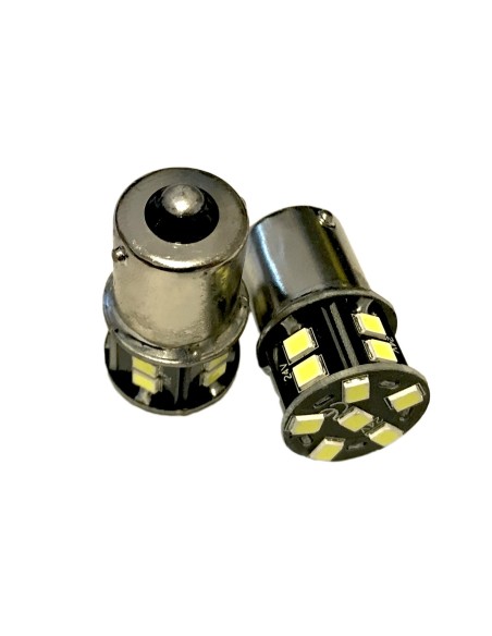 24V Lampada Led BA15S G18 R5W Bianco Freddo 16 Smd 2835 Piedi Dritti No Polarita 360 Gradi Durata Garantita
