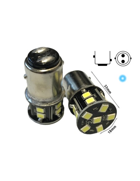 24V Lampada Led BAY15D 1157 P21/5W Bianco Freddo 16 Smd 2835 No Polarita 360 Gradi Durata Garantita