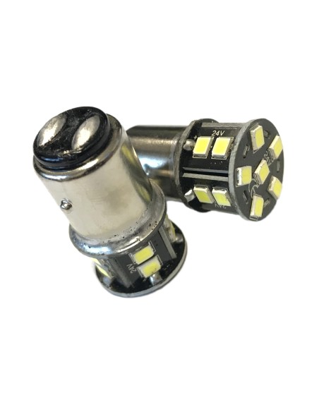 24V Lampada Led BAY15D 1157 P21/5W Bianco Freddo 16 Smd 2835 No Polarita 360 Gradi Durata Garantita