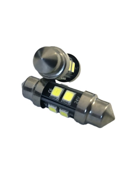 24V Lampada Led Siluro T11 C5W 31mm 8 smd 2835 No Polarita 360 Gradi Bianco Freddo Durata Garantita