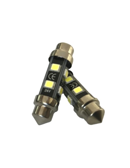 24V Lampada Led Siluro T11 C5W 36mm 8 smd 2835 No Polarita 360 Gradi Bianco Freddo Durata Garantita