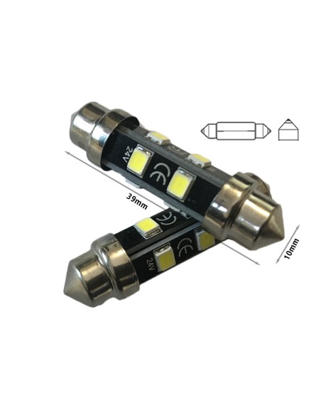 24V Lampada Led Siluro T11 C5W 39mm 8 smd 2835 No Polarita 360 Gradi Bianco Freddo Durata Garantita