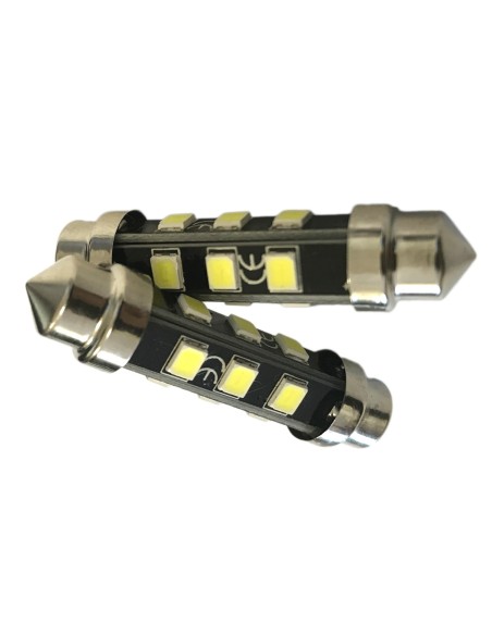 24V Lampada Led Siluro T11 C5W C10W 42mm 12 smd 2835 No Polarita 360 Gradi Bianco Freddo Durata Garantita