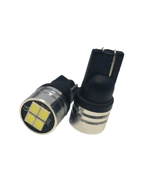 24V Lampada Led T10 W5W Colore Arancione Con 4 Smd 2835 Frontale No Polarita Per Frecce Durata Garantita