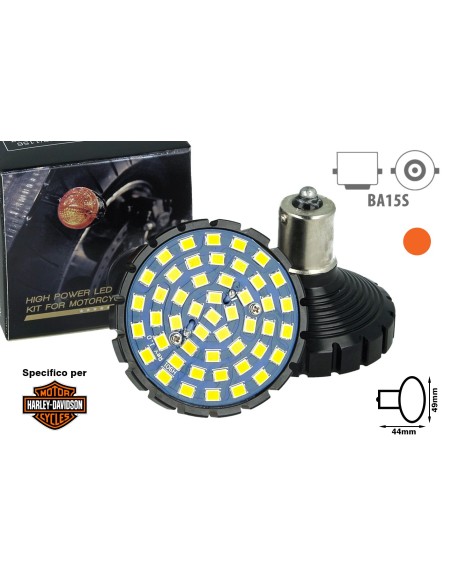 Lampada Led BA15S 1156 Amber Arancione Per Moto Harley Davidson Canbus No Errore Luce Frecce No Polarita 48 Smd 2835