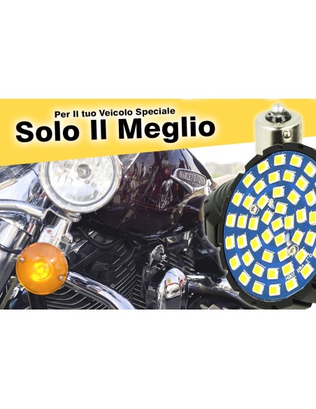 Lampada Led BA15S 1156 Amber Arancione Per Moto Harley Davidson Canbus No Errore Luce Frecce No Polarita 48 Smd 2835