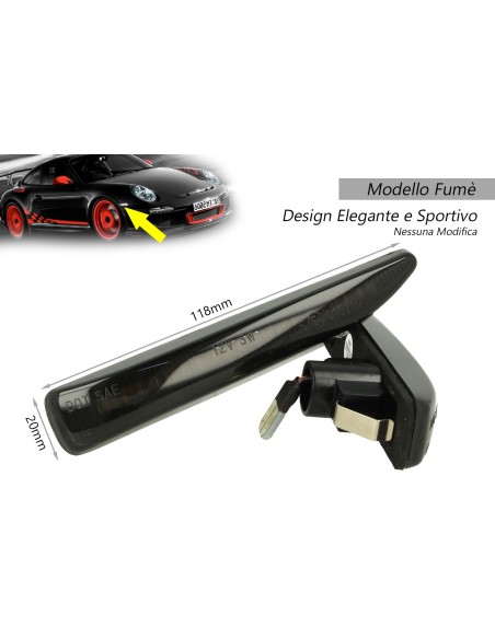 Kit Freccia Laterale a Led Side Marker Dinamica Lente Fume BMW Serie 7 E65 E66 E67 2001-2008 OEM 63137164757