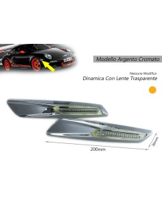 Kit Freccia Laterale a Led Side Marker Dinamica Argento Cromato Lente Trasparente BMW E81 E82 E87 E88 E90 E91 E92 E93 E60 E61 F1