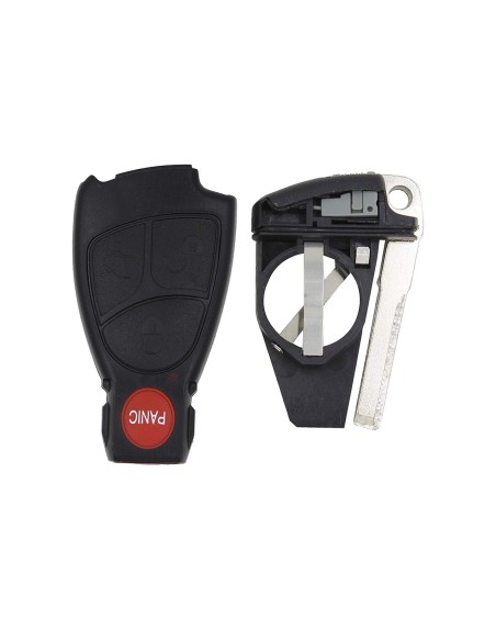 Guscio Chiave Telecomando 3 Tasti Baule pi&ugrave tasto Panic con Lama HU64 Batteria In Custodia Senza Transponder Per Mercedes 