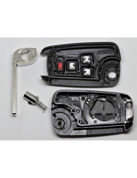 Guscio Chiave Telecomando 3 Tasti pi&ugrave 1 Tasto Panic con Lama HU100 Batteria In Custodia Senza Transponder Per Opel