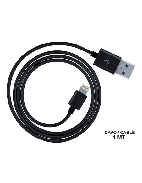 2 Pezzi Cavo USB Dati Ricarica Per Iphone Colore Nero 1 Metro